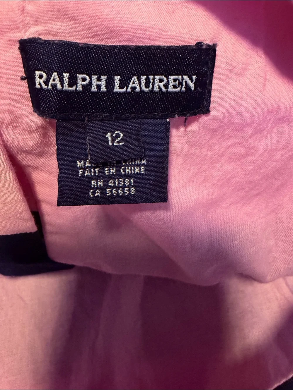 Ralph Lauren Pink and Navy Blue Striped Cotton Dress - Girls